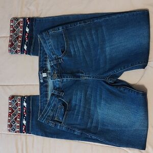 Boom Boom Slim Straight Embroidered Ankle Jeans Sz 3